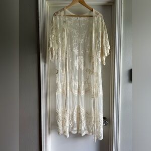 SirenLily Maternity Cream Lace Women’s Kimono
